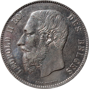 zilver 5 franc Leopold II Roi des Belges