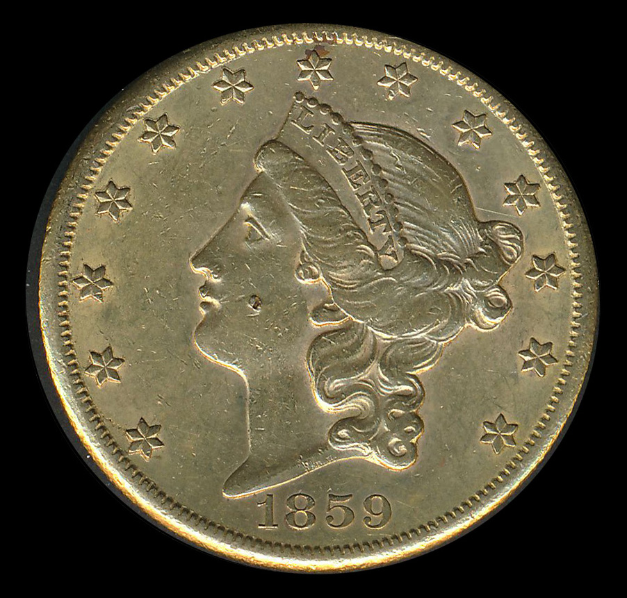 amerika goud 20 usd dollar 1859