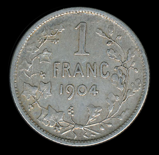 belgie 1 franc zilver 1904