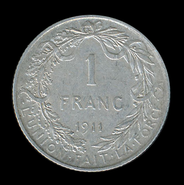 belgie 1 franc zilver 1911