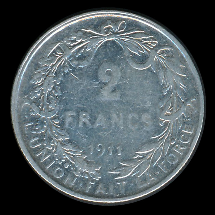 belgie 2 franc zilver francs 1911