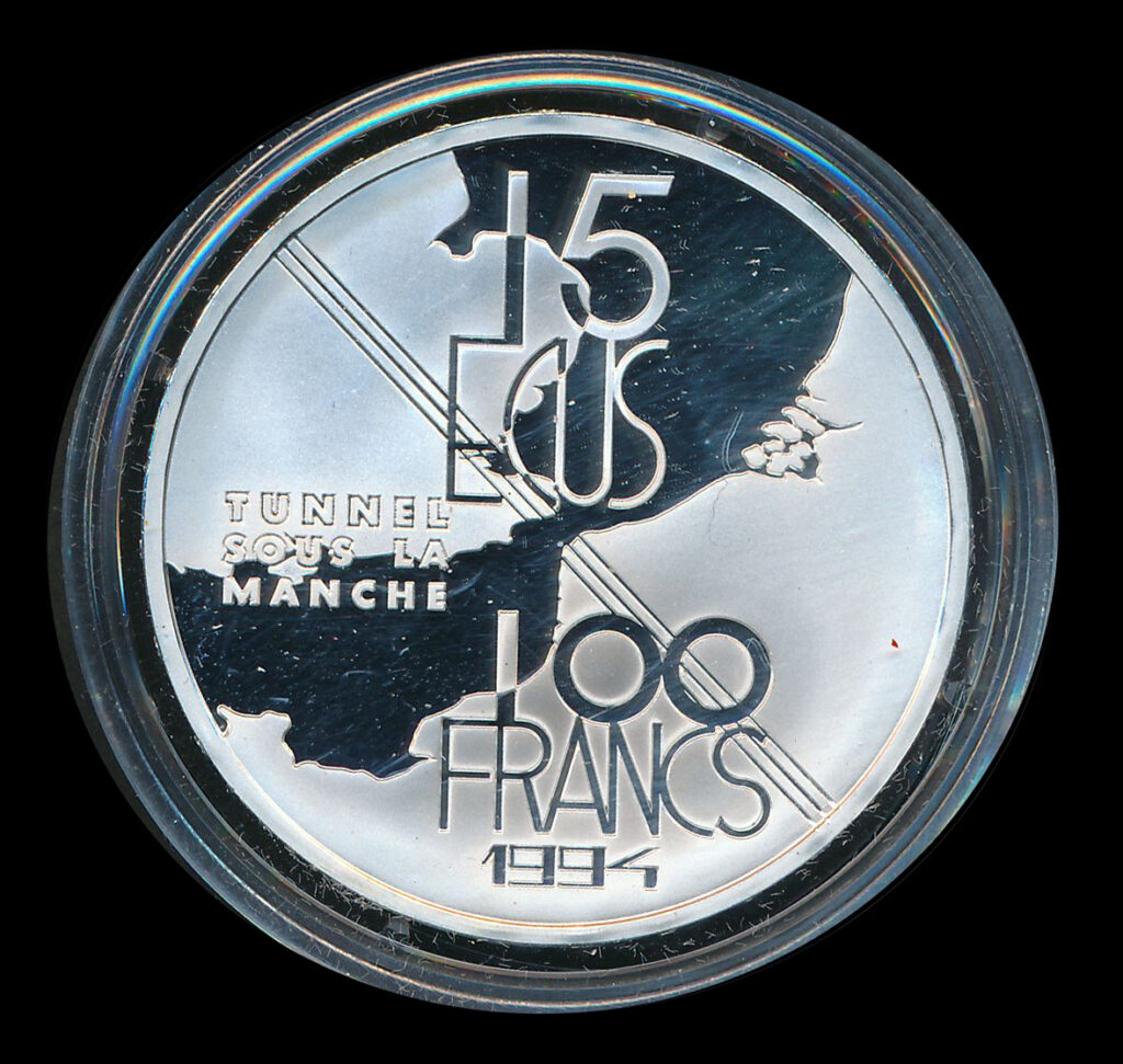 euro ecu 15 zilver tunnels sous la manche 1994