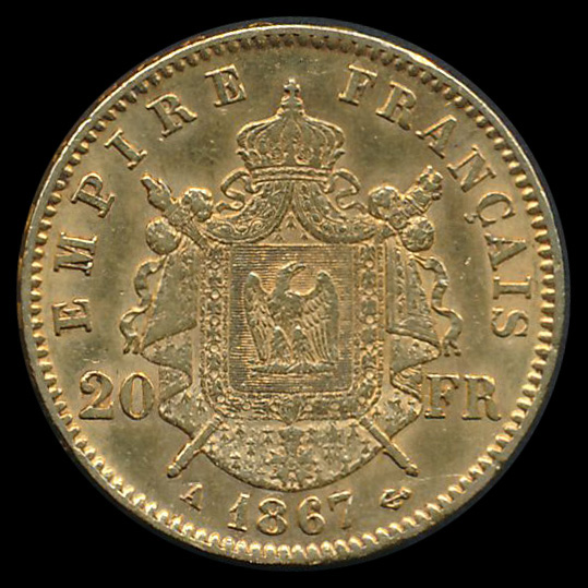 frankrijk goud 20 franc 1867