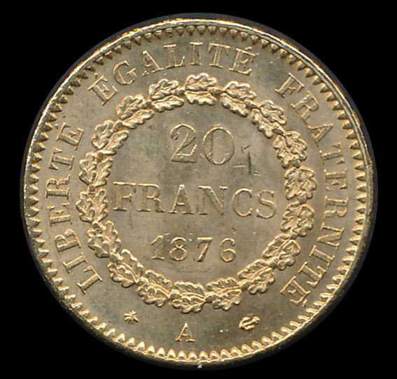 frankrijk goud 20 franc 1876