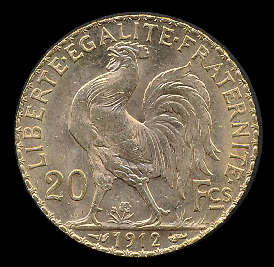 frankrijk goud 20 franc 1912