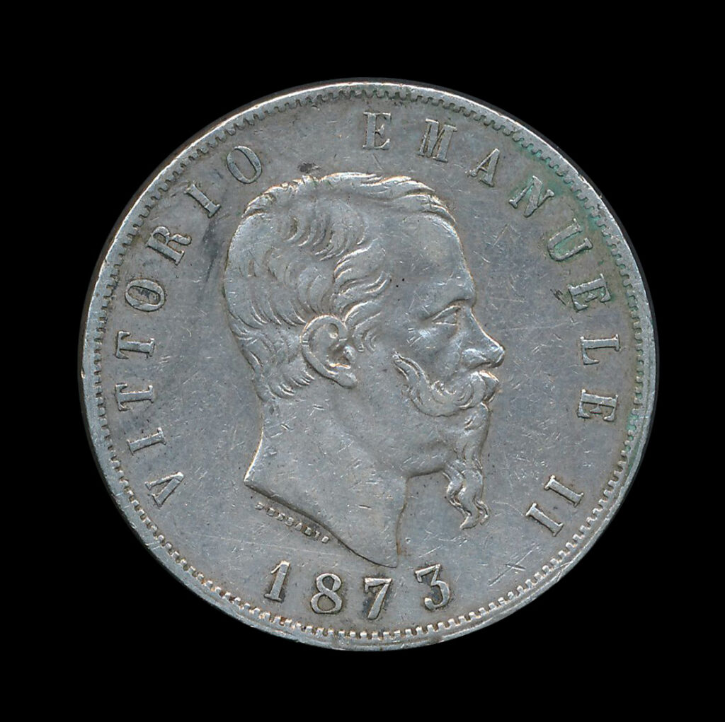 italie 5 lire zilver 1873