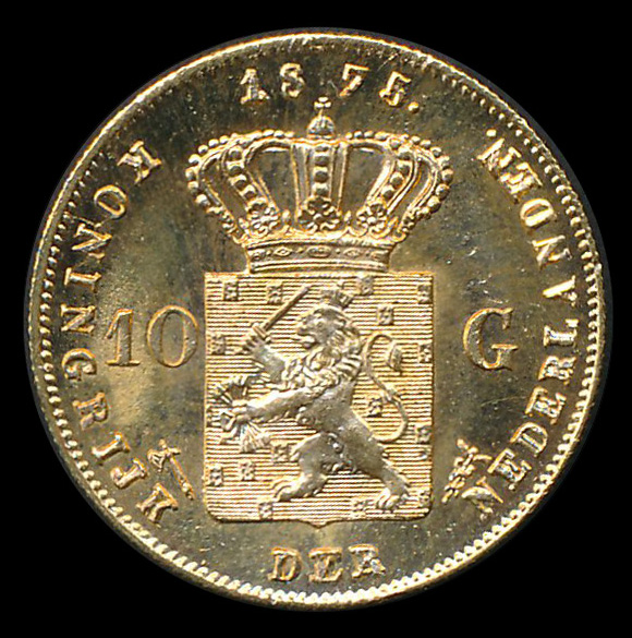 nederland goud 10 gulden 1875