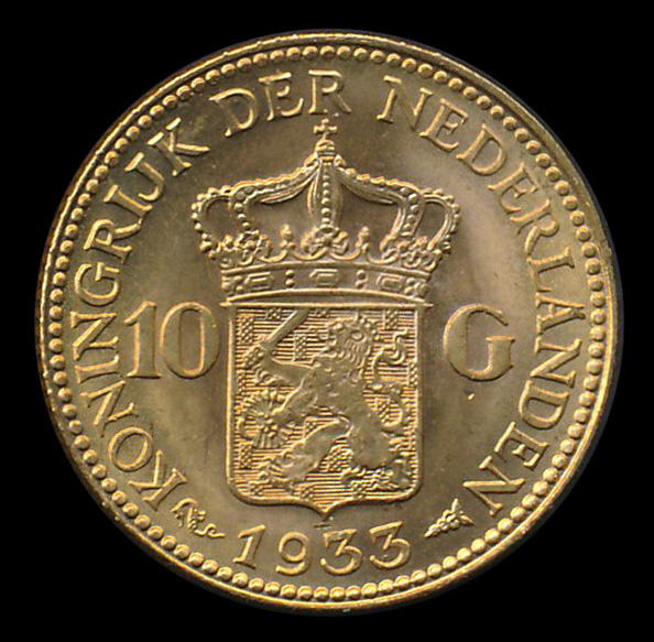 nederland goud 10 gulden 1933