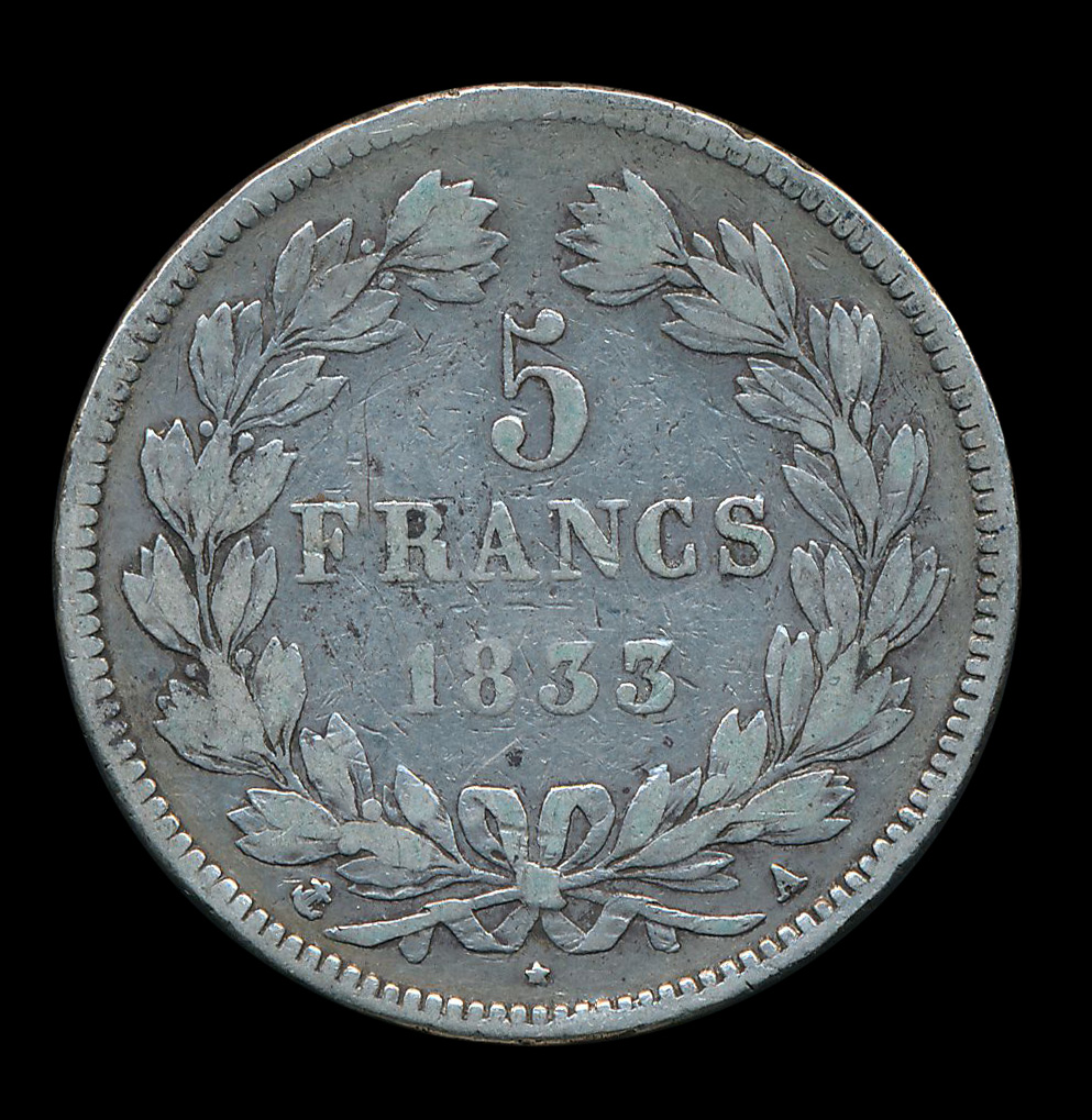 zilver frankrijk 5 franc 1833