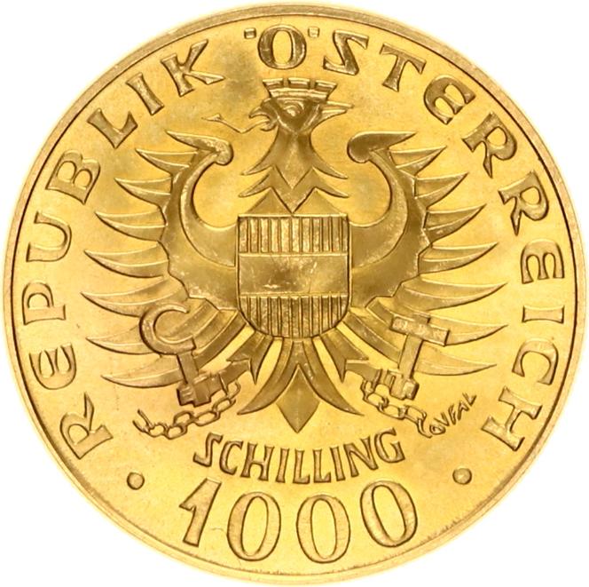 Republic Osterreich 1000 Schilling Einsetzung der Barenberger 976 1976 goud