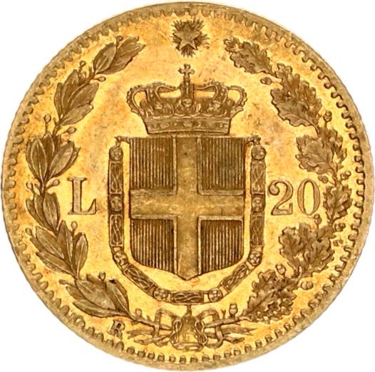 umberoto I italia 1882 20 lire goud verso